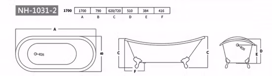 Ortonbath Rolled Rim White Pedestal Soaking Freestanding Cast Iron White Enameled Handmade Bathroom Tub Bathtub Without Faucet Mixer